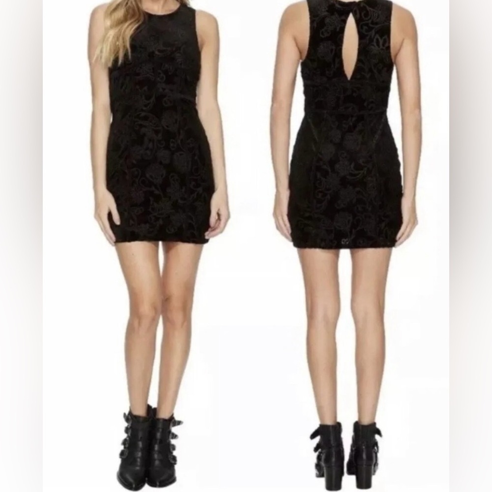 NWT Intimately Free People Burnout Velvet Mini Dress‎ Black Floral Size Medium
